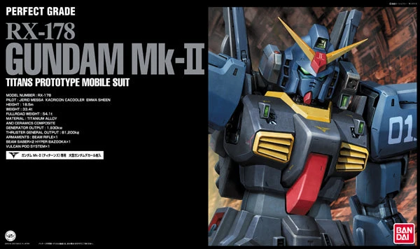 Bandai Gundam 1/60 PG RX-178 Gundam Mk-II Titans Model Kit Perfect Grade 1 Bandai Gundam 1/60 PG RX-178 Gundam Mk-II Titans Model Kit Perfect Grade