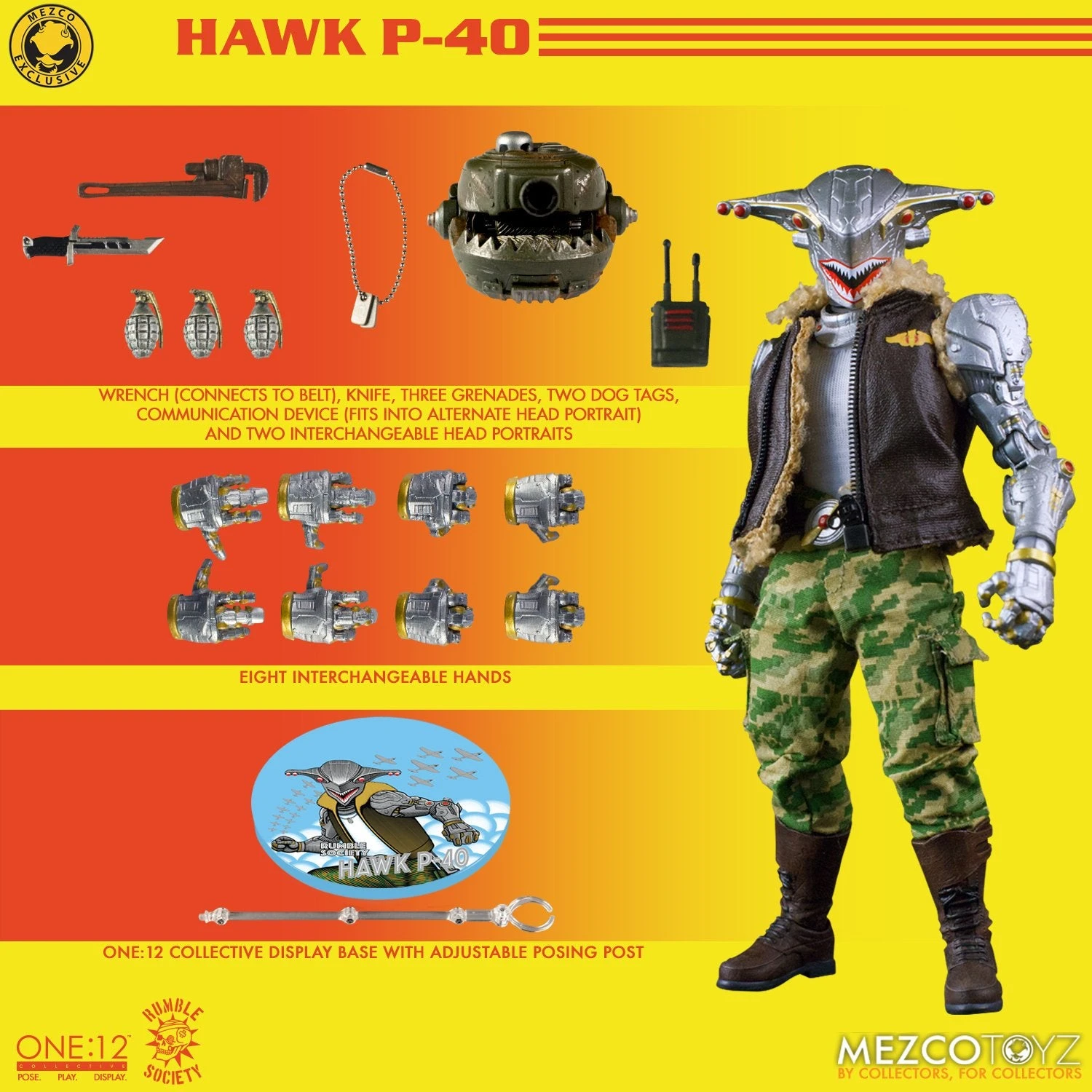 Mezco Toyz ONE:12 Rumble Society Hawk P-40 Action Figure Exclusive 8 Mezco Toyz ONE:12 Rumble Society Hawk P-40 Action Figure Exclusive - Image 8